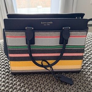 Kate Spade Striped Satchel with Black Accents